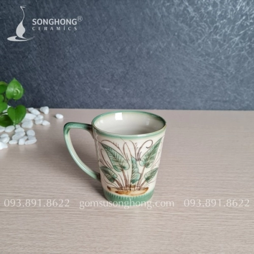 Cốc (Ca) Men Rêu Vẽ Tay 280ml - M3