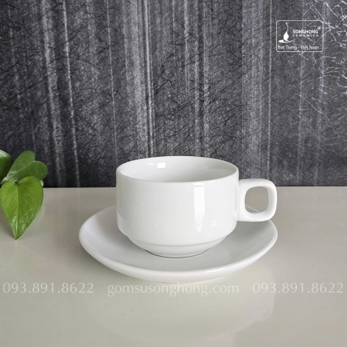Tách Cafe Sứ Trắng 150ml - Mẫu 1