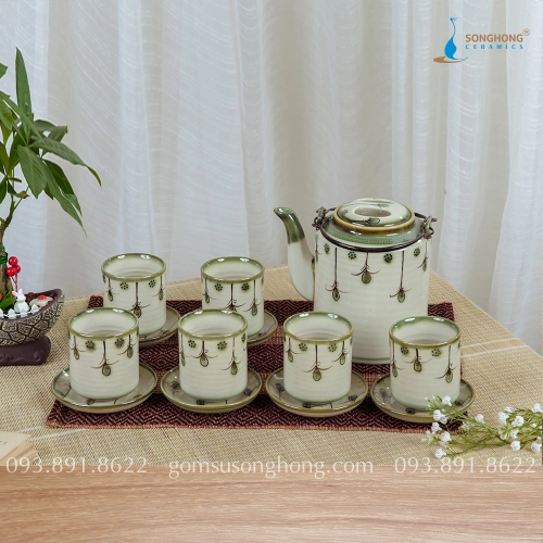 Bộ Ấm Tích Trà Vẽ Hoa Dây 1.5 lít - Mẫu 1