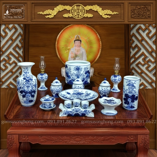 Bộ Đồ Thờ Men Rong Cổ Truyền - Mẫu 3