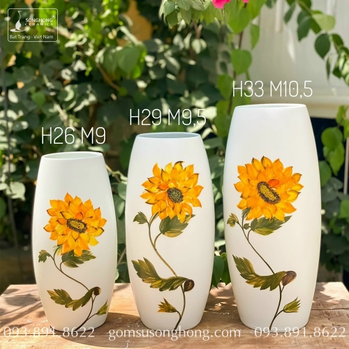 Bình Hoa Sứ Trắng Vẽ Tay - Mẫu 1