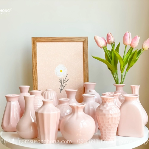 Bộ Bình Hoa Mini Hồng Pastel Decor - Mẫu 8