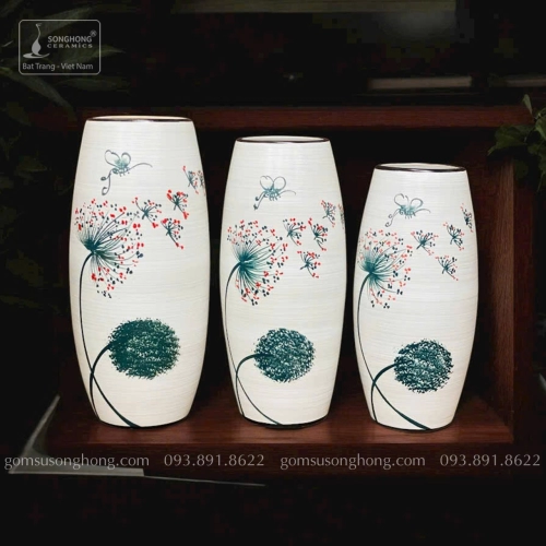 Lọ Hoa Gốm Men Khô Vẽ Tay - Mẫu 10