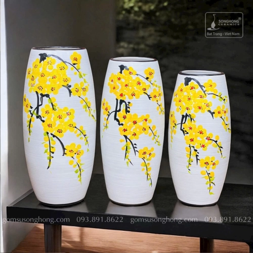 Lọ Hoa Gốm Men Khô Vẽ Tay - Mẫu 14
