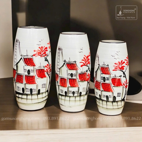 Lọ Hoa Gốm Men Khô Vẽ Tay - Mẫu 15