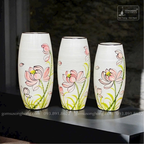 Lọ Hoa Gốm Men Khô Vẽ Tay - Mẫu 17