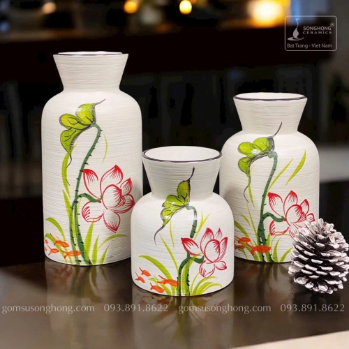 Lọ Hoa Gốm Men Khô Vẽ Tay - Mẫu 20