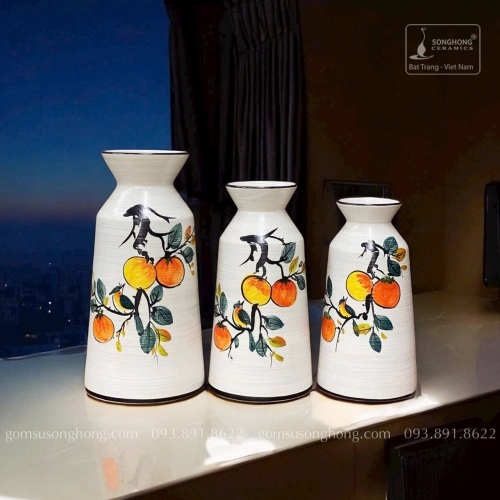 Lọ Hoa Gốm Men Khô Vẽ Tay - Mẫu 21