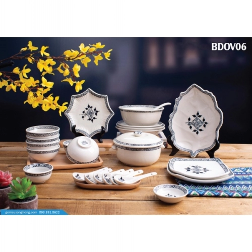 Bát Đĩa Vẽ Tay Hoa Chùm - BD0V06