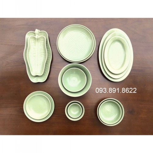 Bát Đĩa Men Xanh Chuối - Mẫu 4
