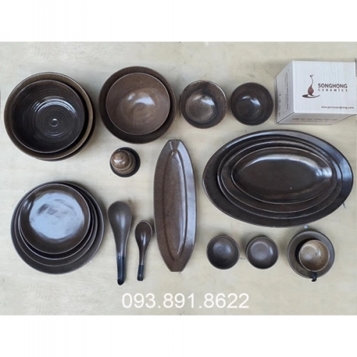 Bát Đĩa Men Màu Nâu - Mẫu 1