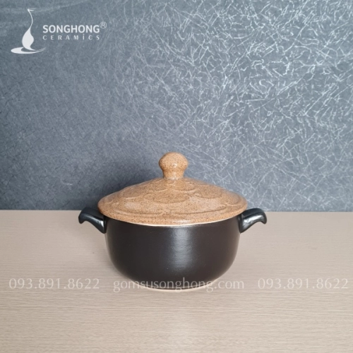 Âu Cơm Gốm 16cm Men Nâu Cát