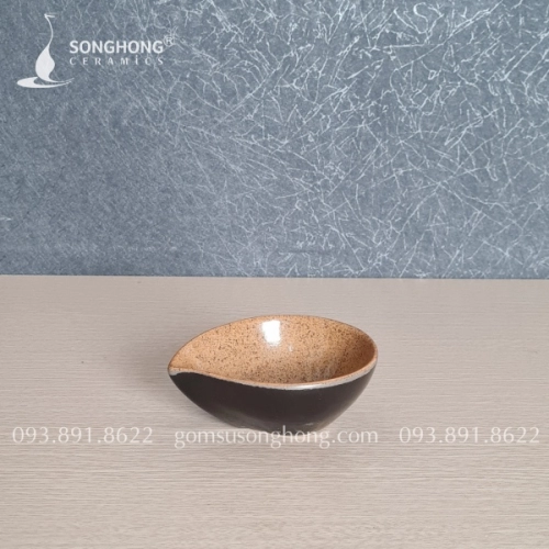 Sauce Dish / Chén Sốt Gốm - SD15 Men Nâu Cát