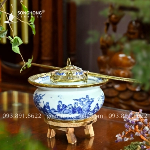 Bộ Điếu Bát Gốm Bọc Đồng - M05