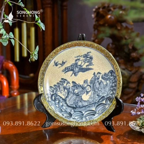 Đĩa Tranh Gốm Bọc Đồng - M12