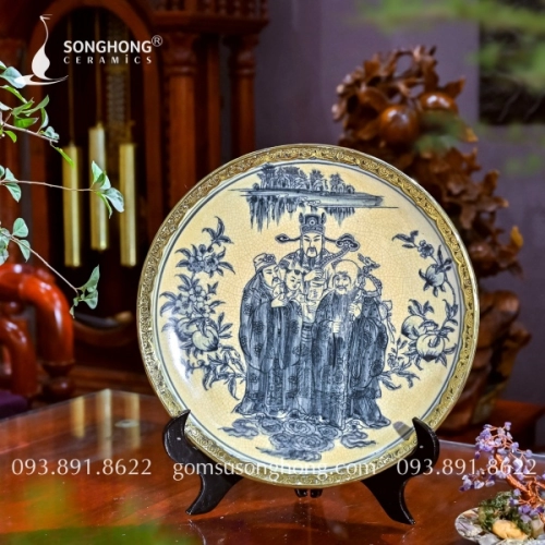 Đĩa Tranh Gốm Bọc Đồng - M13