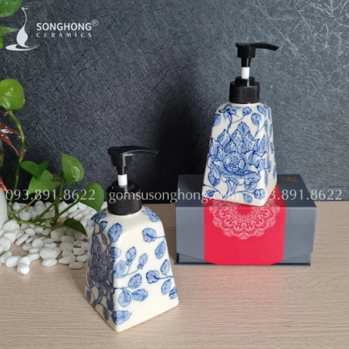 Chai Sứ Vẽ Tay Giả Cổ Chiết Dung Dịch Cho Khu Retreat - M4