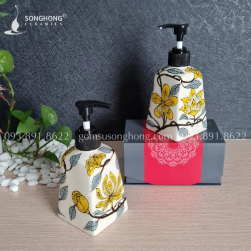 Bình Gốm Chiết Sữa Tắm Vẽ Tay Vintage Cho Du Thuyền - M8