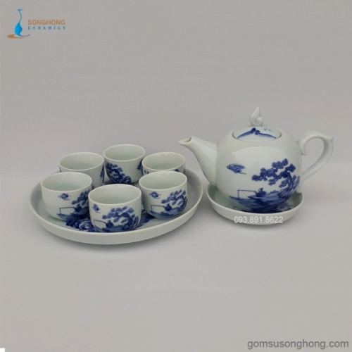Bộ Trà (Ấm Chén) Vẽ Tay Truyền Thống - Mẫu 5