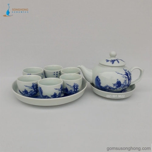 Bộ Trà (Ấm Chén) Vẽ Tay Truyền Thống - Mẫu 7