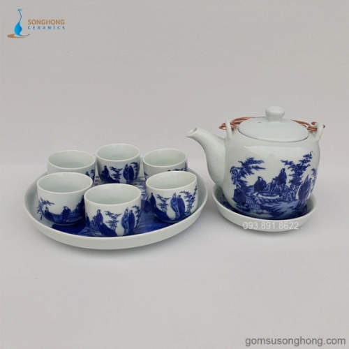 Bộ Trà (Ấm Chén) Vẽ Tay Truyền Thống - Mẫu 8
