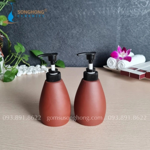 Bình Gốm Chiết Amenities 200ml - M5 Đất Đỏ