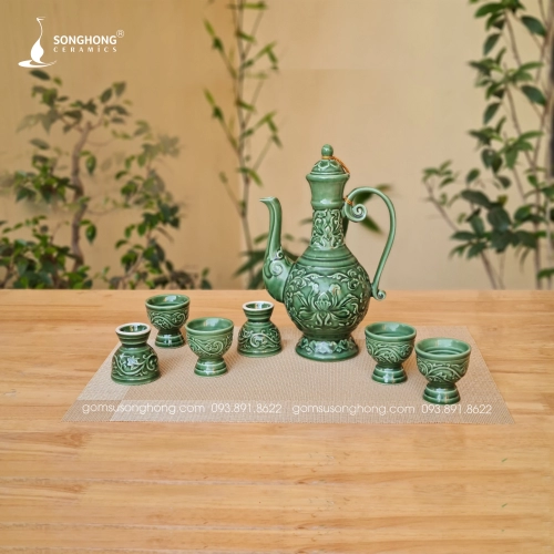 Bộ Bình Rượu Gốm Hoàng Cung 600ml